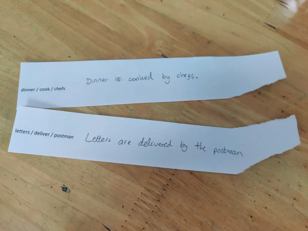 Students grammaring, in this case using passive voice.